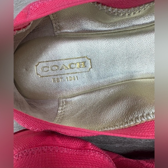 Coach Dahlia Barbie Core Pink Jaquard Logo Patent Cap Toe Ballet Flats Size 7 - Picture 10 of 12